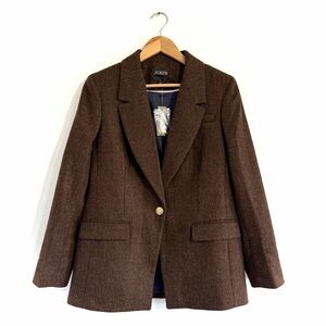 Jcrew Willa blazer in brown herringbone wool jacket business casual chic